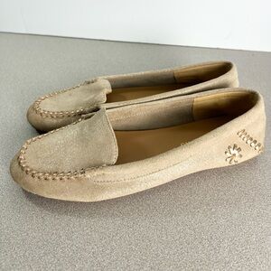 Jack Rogers Millie Suede Leather Moccasin Loafers 8 M Metallic Gold Flats